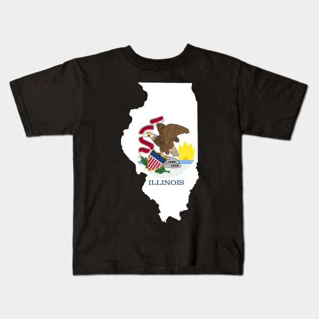 Illinois Map Flag Kids T-Shirt by maro_00